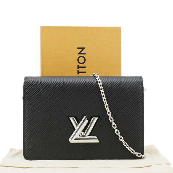 LOUIS VUITTON Twist Epi Leather Chain Black Shoulder Bag front side