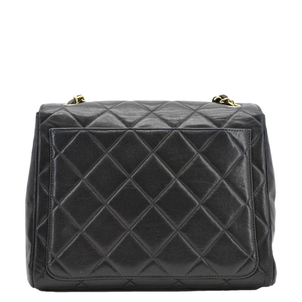 CHANEL Square CC Flap Vintage Quilted Leather Shoulder Bag Black