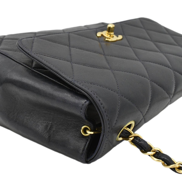 CHANEL Square CC Flap Vintage Quilted Leather Shoulder Bag Black