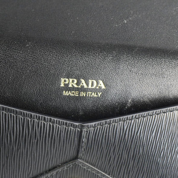 PRADA Vitello Move Envelope Leather Wallet Black