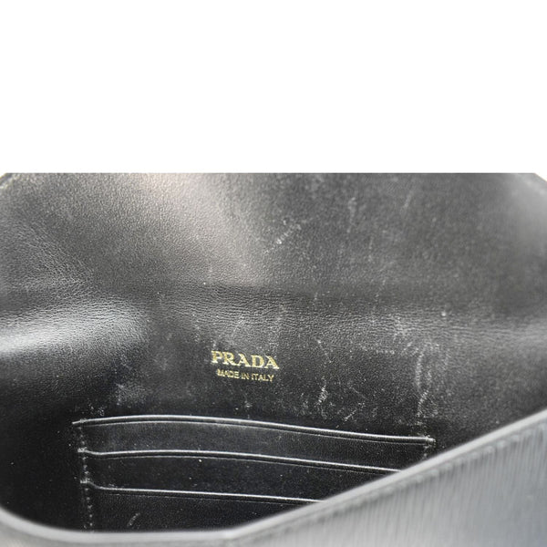 PRADA Vitello Move Envelope Leather Wallet Black