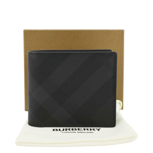 BURBERRY London Check-Print Canvas Bi-Fold Wallet Black