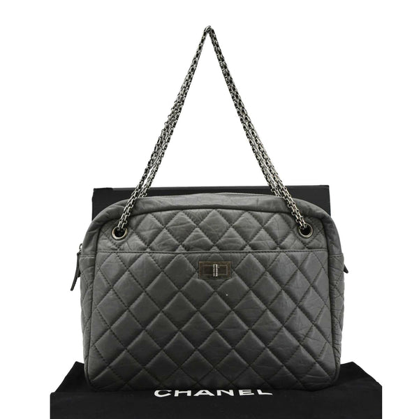 CHANEL Reissue Large Quilted Leather Camera Shoulder Bag Grey front side