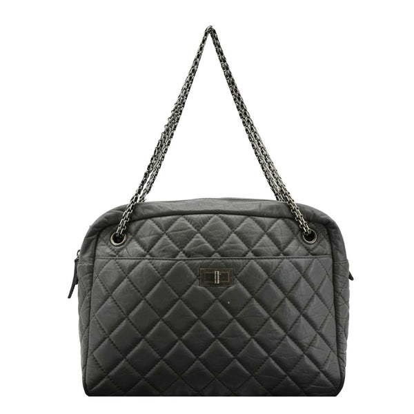 CHANEL Reissue Large Quilted Leather Camera Shoulder Bag Grey front look