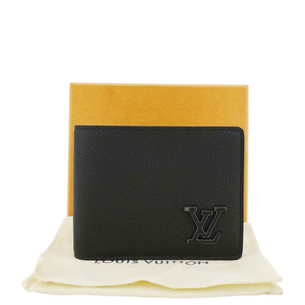 LOUIS VUITTON Multiple Aerogram Grained Calf Leather Wallet Black