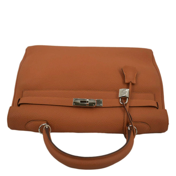 HERMES Kelly 35 Togo Leather Satchel Shoulder Bag Orange