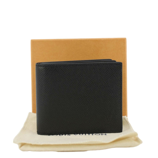 LOUIS VUITTON Taiga Leather Bifold Wallet Black