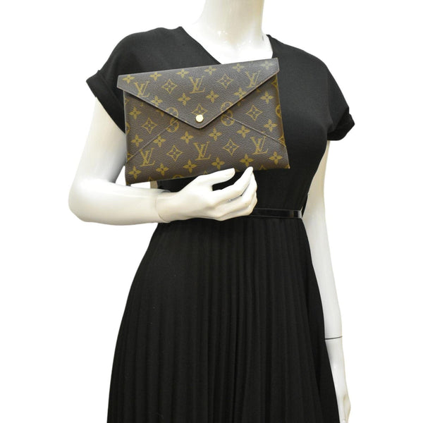 LOUIS VUITTON Kirigami Pochette Large Monogram Canvas Clutch Rose Ballerine