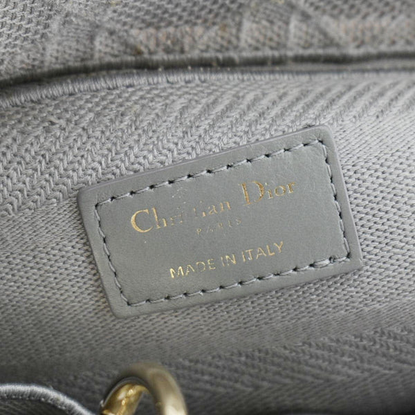 CHRISTIAN DIOR Lady dior D-Lite Embroidered Cannage Canvas Shoulder Bag Gray