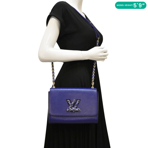 LOUIS VUITTON Twist MM Epi grained leather Shoulder Bag Dot Blue