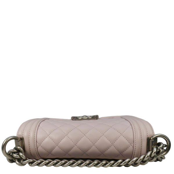 CHANEL Small Flap Boy Quilted Leather Shoulder Bag Pink