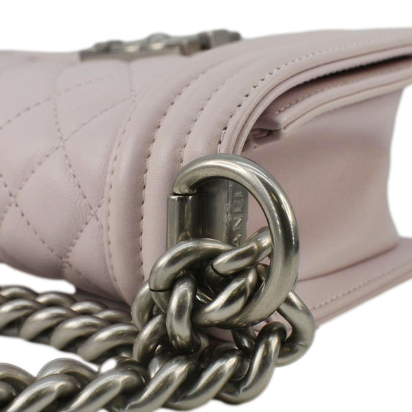 CHANEL Small Flap Boy Quilted Leather Shoulder Bag Pink