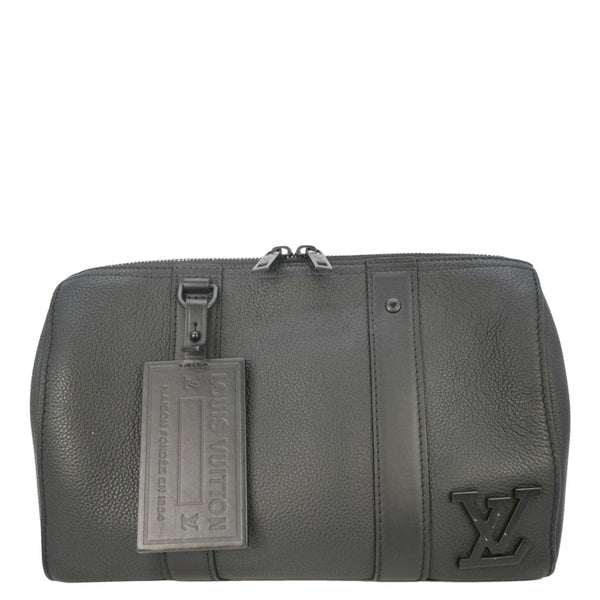 LOUIS VUITTON City Keepall Aerogram Leather Travel Bag Black