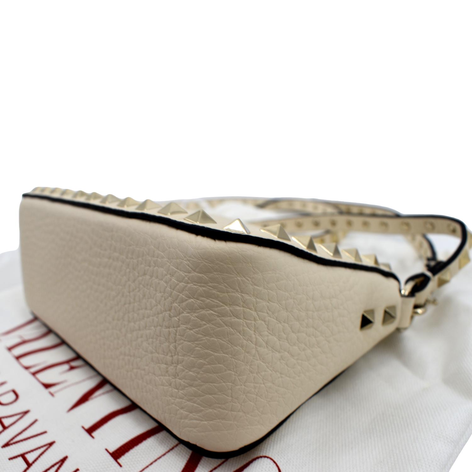 Rockstud Calfskin Handbag for Woman in Ivory