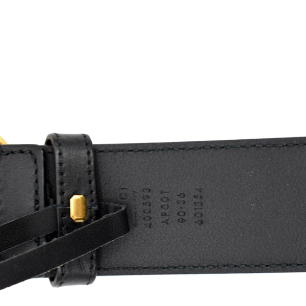 GUCCI Double G Buckle Leather Belt Size 90.36 Black 400593