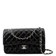 CHANEL Classic Medium Double Flap Quilted Leather Shoulder Bag Black