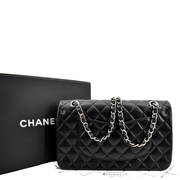 CHANEL Classic Medium Double Flap Quilted Leather Shoulder Bag Black