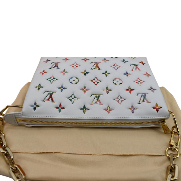 LOUIS VUITTON Coussin PM Monogram Embossed Leather Shoulder Bag White