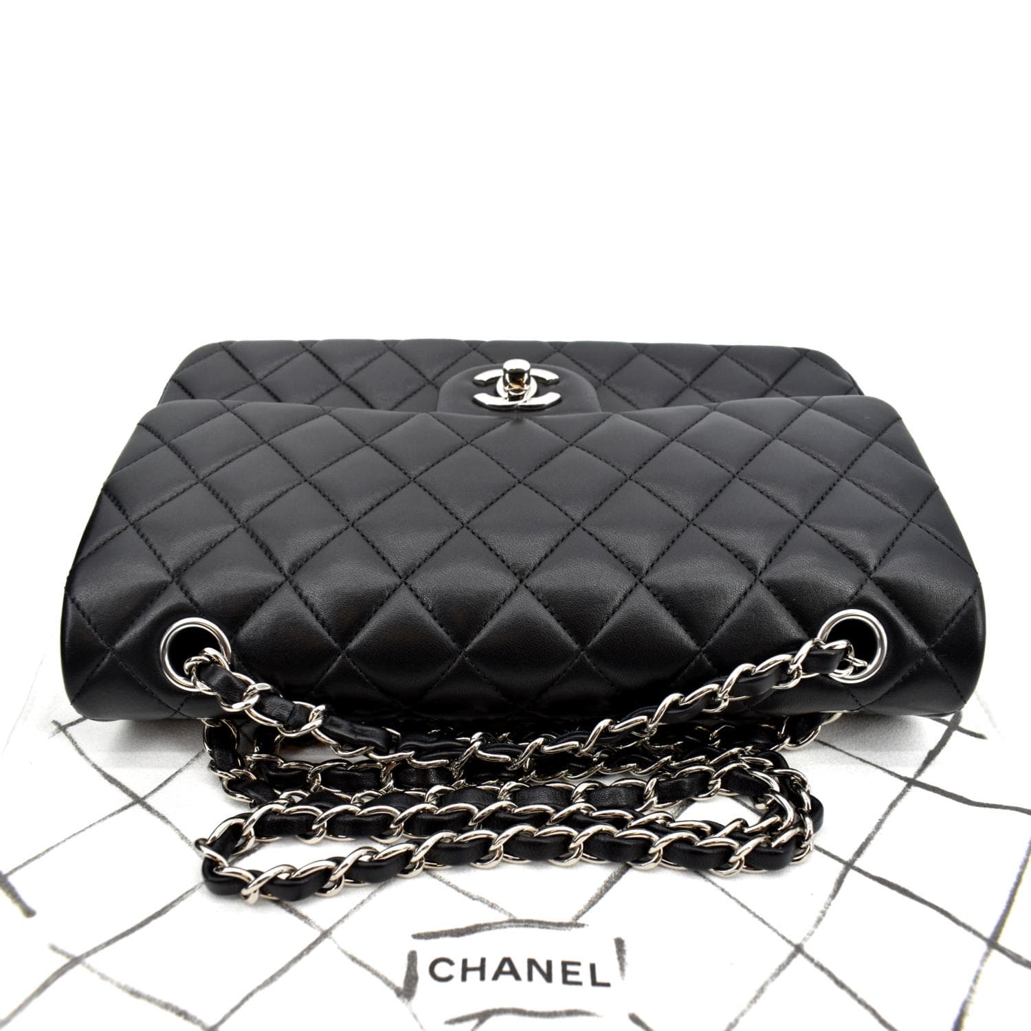 CHANEL Classic Medium Double Flap Quilted Leather Shoulder Bag Black