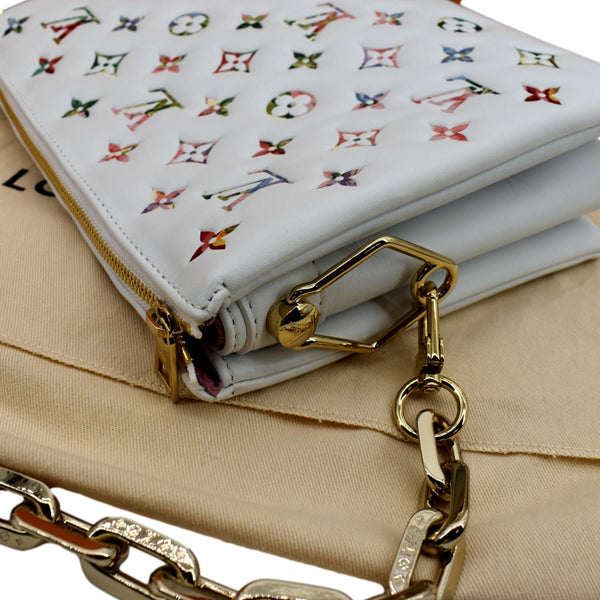 LOUIS VUITTON Coussin PM Monogram Embossed Leather Shoulder Bag White