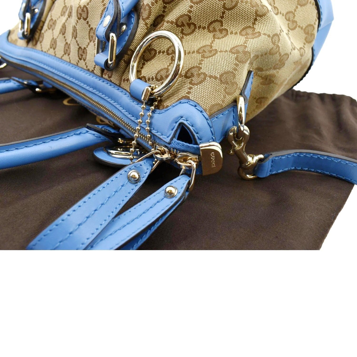 Gucci Blue/Beige GG Canvas and Leather Medium Sukey Tote Gucci