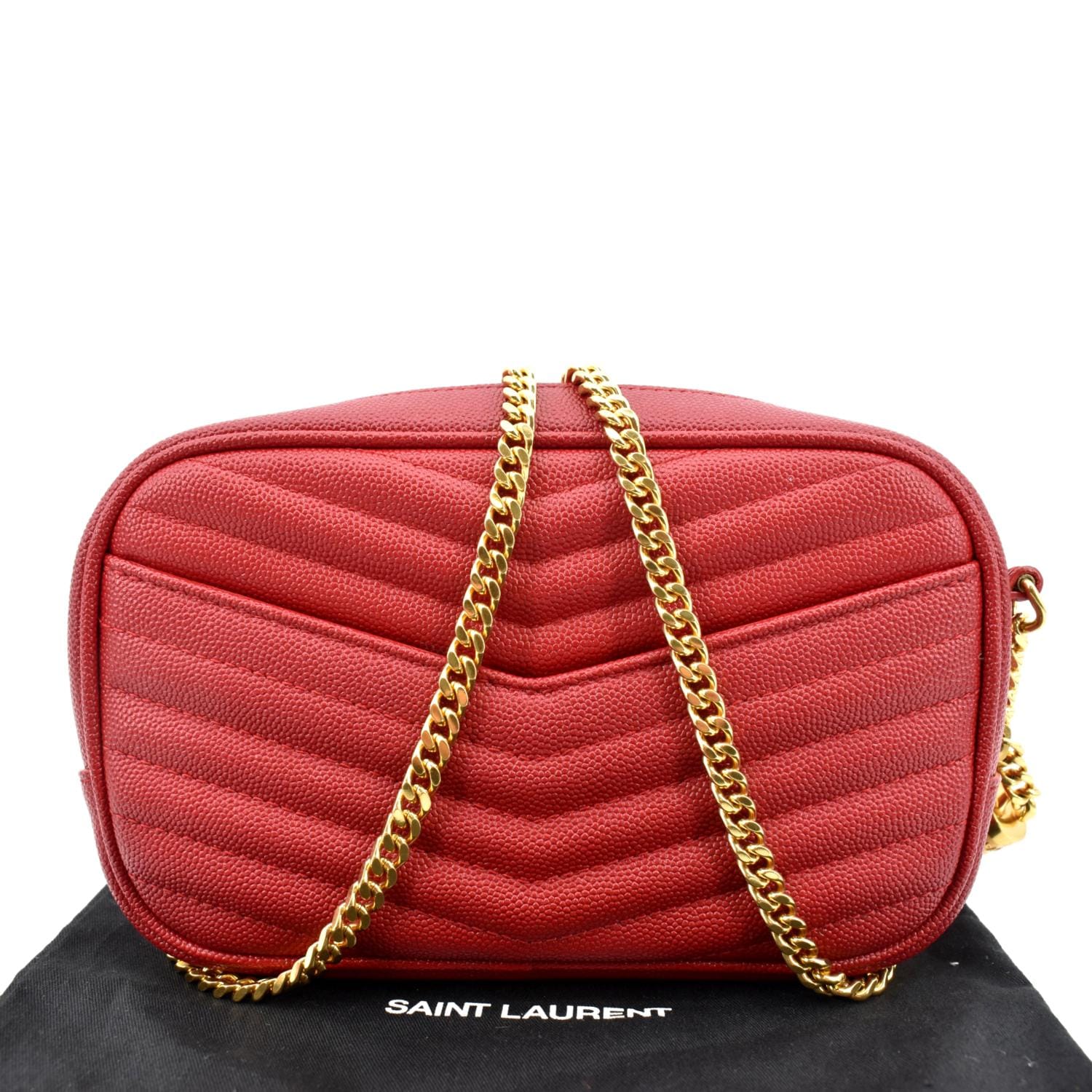 Lou Camera Mini Leather Shoulder Bag in Red - Saint Laurent
