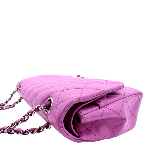 CHANEL Classic Medium Double Flap Quilted Leather Shoulder Bag Neon Pink