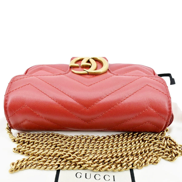 GUCCI GG Marmont Super Mini Matelasse Leather Crossbody Bag Red 476433