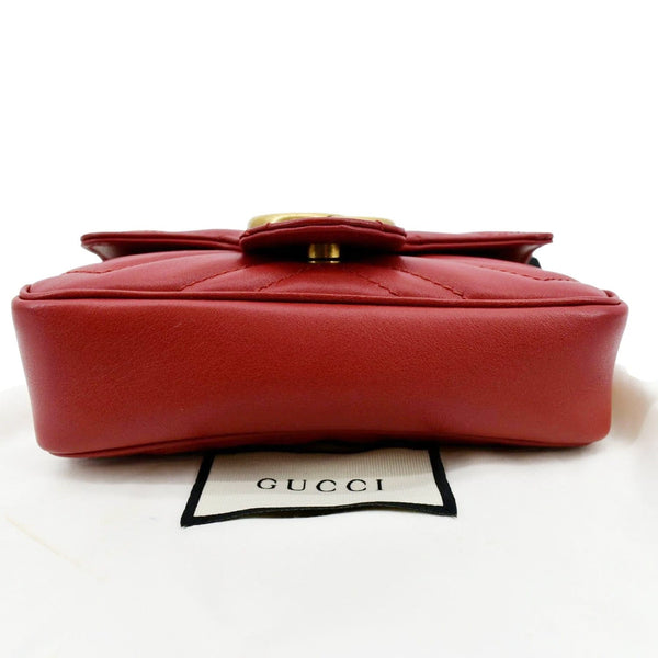 GUCCI GG Marmont Super Mini Matelasse Leather Crossbody Bag Red 476433