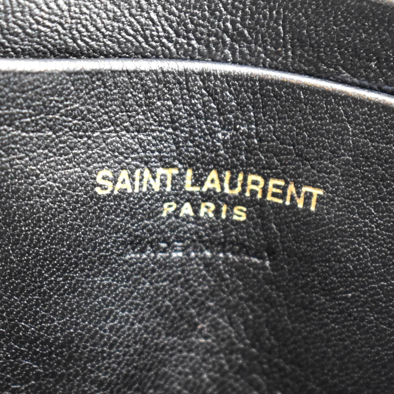 Saint Laurent Paris Black Chevron Leather Classic Monogram Shopping Tote  Yves Saint Laurent