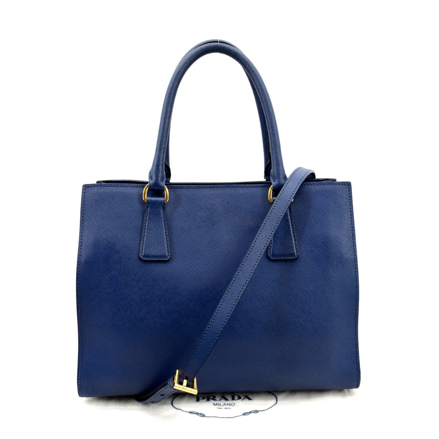 Blue Pattina Saffiano Leather Cross Body Bag