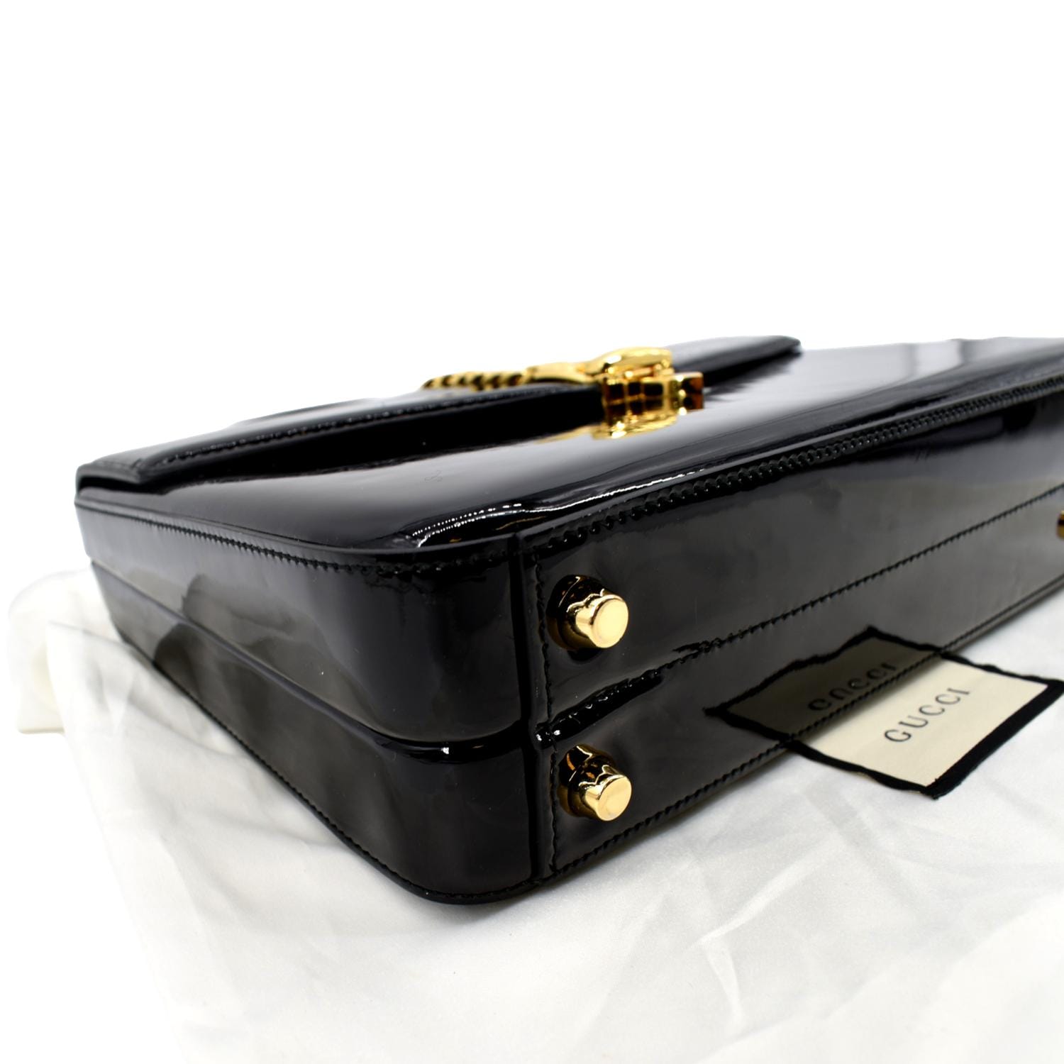 GUCCI Bag. Gucci Vintage Black Patent Leather Shoulder / Crossbody Bag /  Clutch. Italian designer purse.
