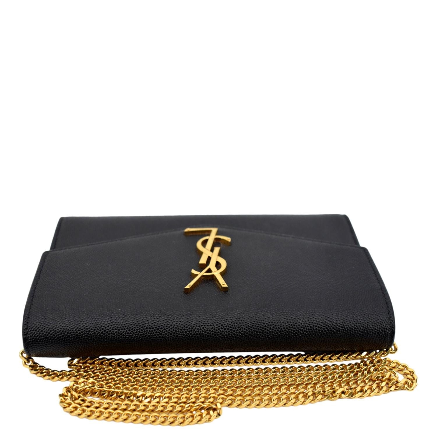 Uptown Leather Wallet On Chain in Black - Saint Laurent