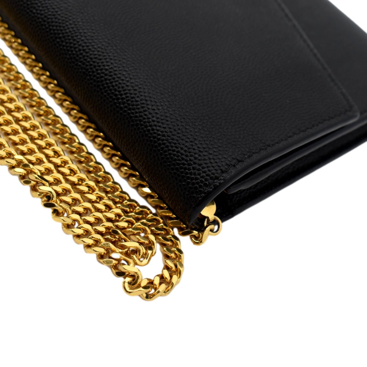 Uptown Leather Wallet On Chain in Black - Saint Laurent