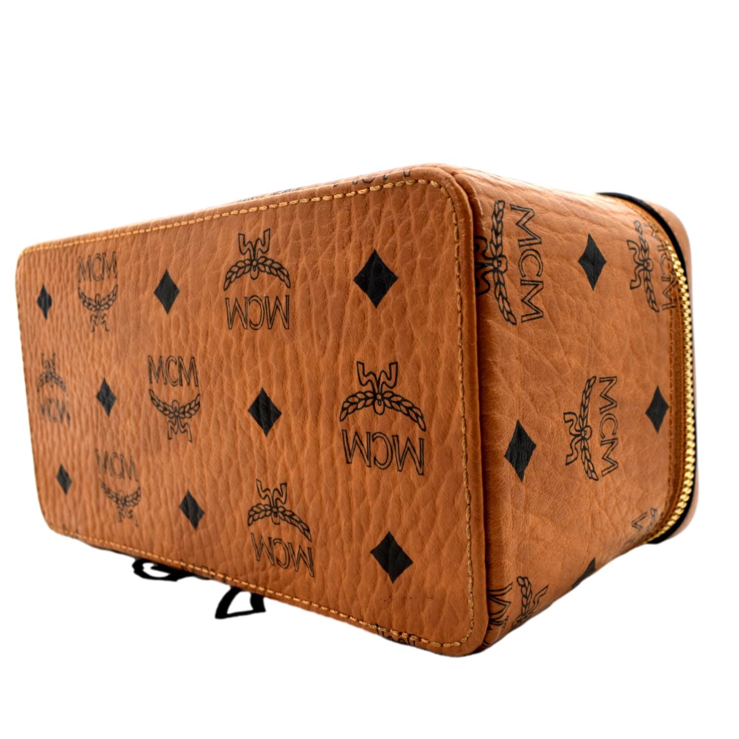 Mcm Rockstar Vanity Case in Gold Studded Visetos Cognac Visetos