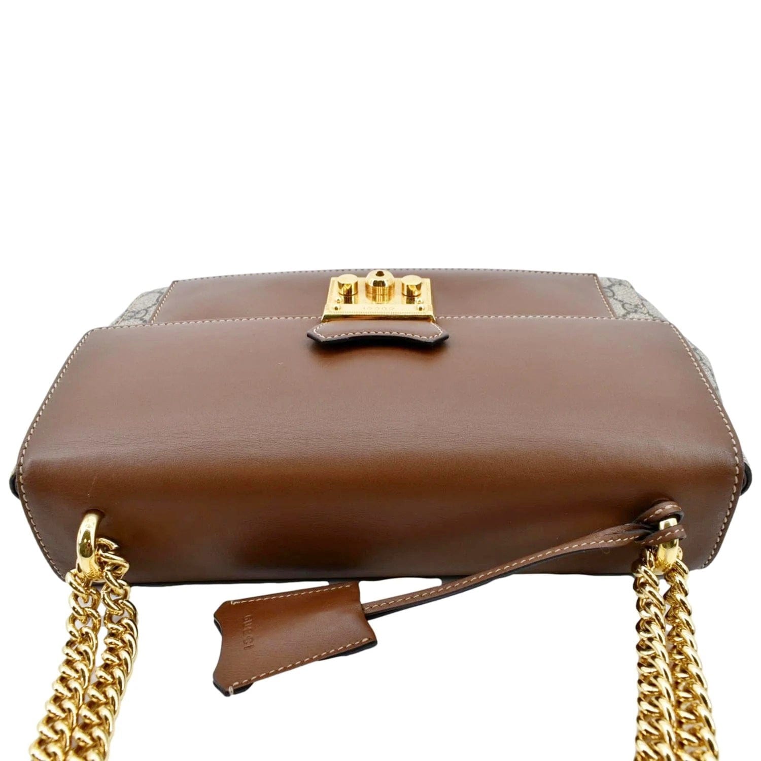Gucci Black/Beige GG Supreme Canvas Medium Padlock Shoulder Bag at 1stDibs