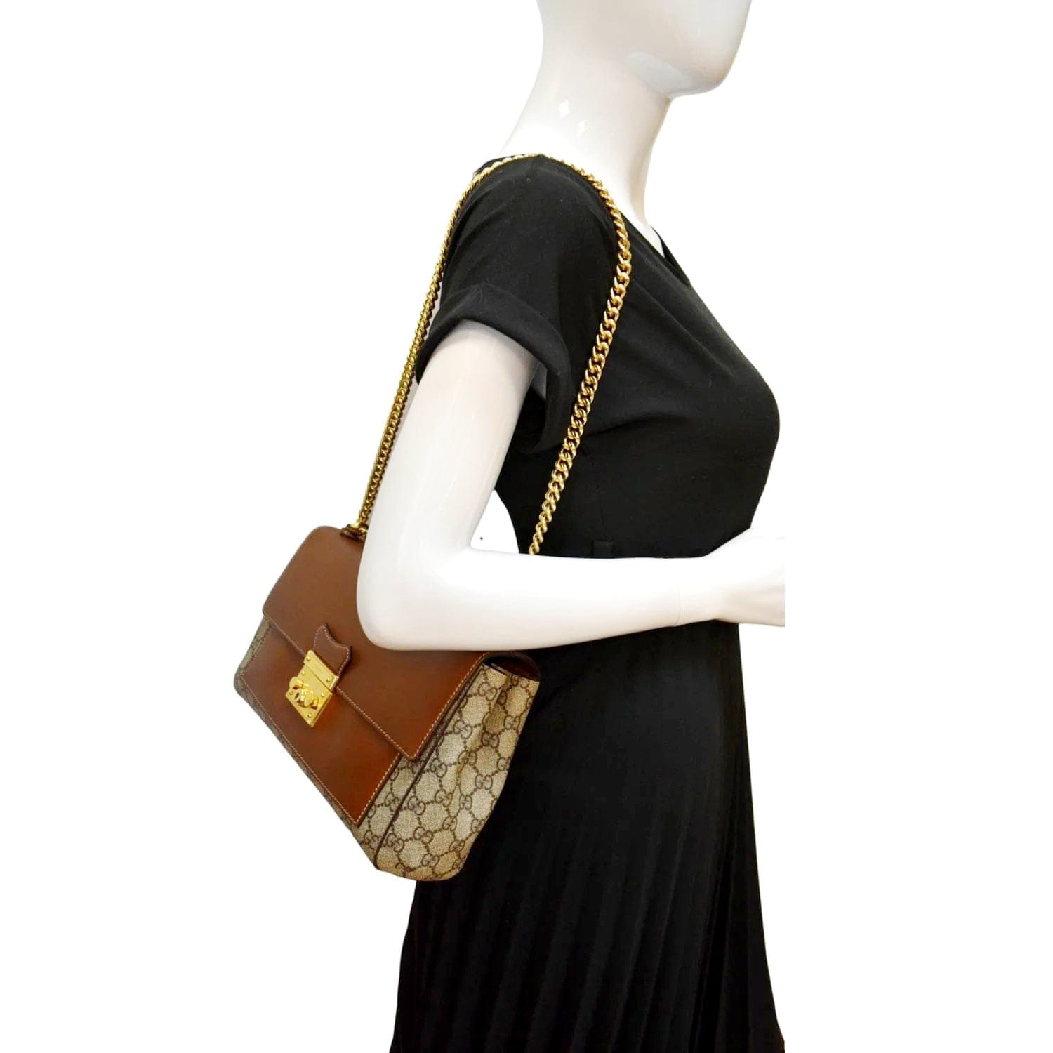 Gucci Padlock Medium Embossed Leather Shoulder Bag In Black, ModeSens