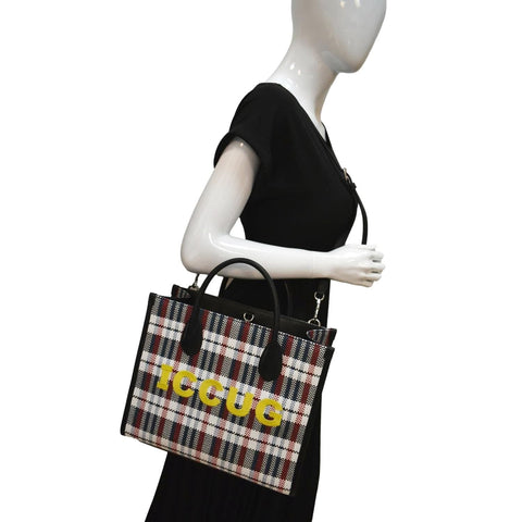 GUCCI Iccug Checked Embroidered Canvas Tote Bag Multicolor 659983