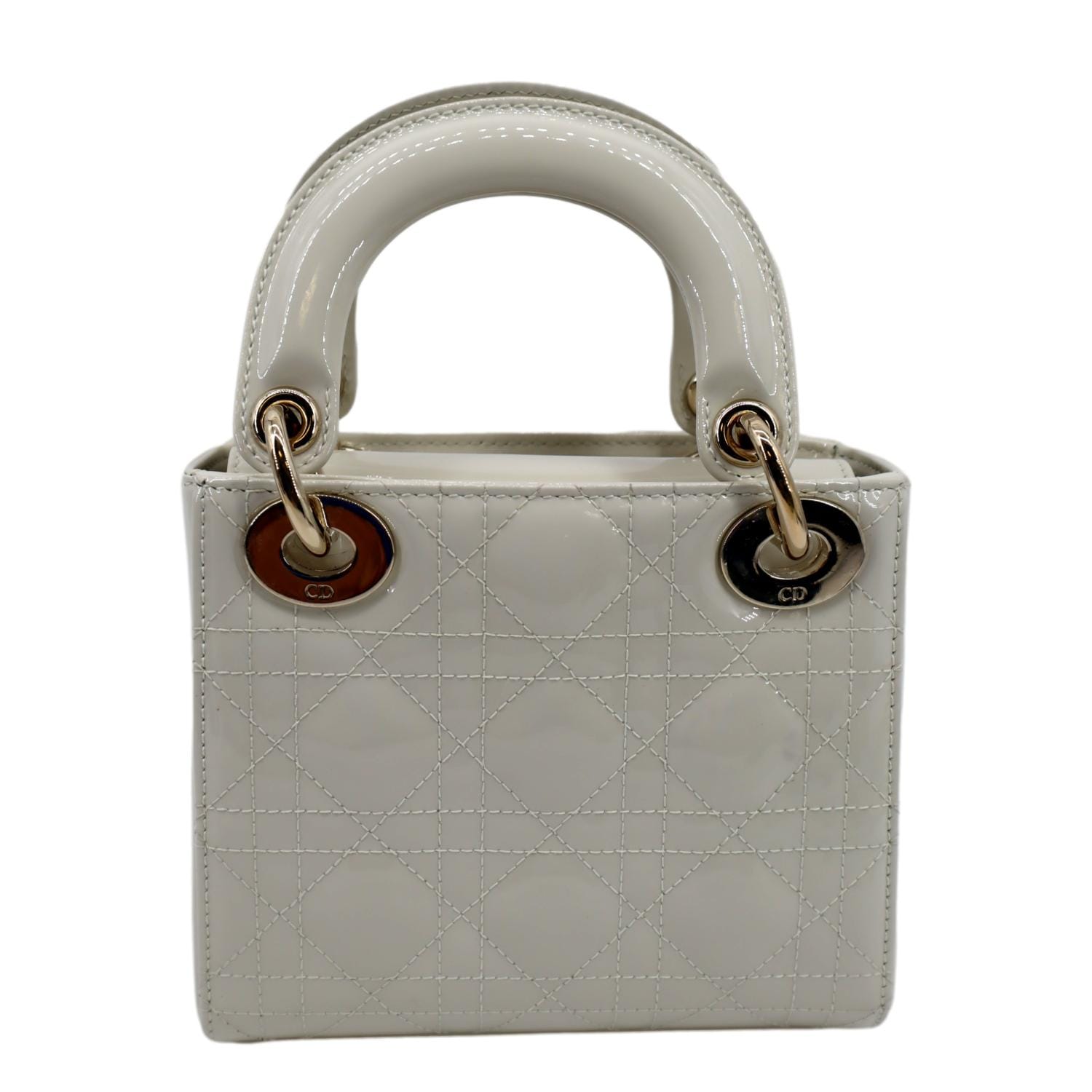 Christian Dior Supple Lady Dior Bag Cannage Studded Patent Mini at 1stDibs