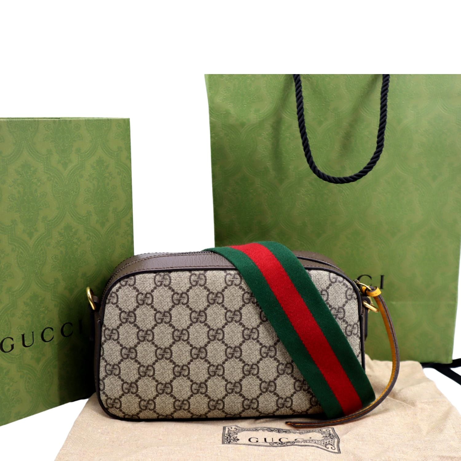 Green GG Supreme canvas and leather cross-body bag
