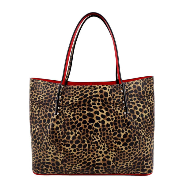 CHRISTIAN LOUBOUTIN Cabata Leopard Printed Leather Tote Bag Multicolor