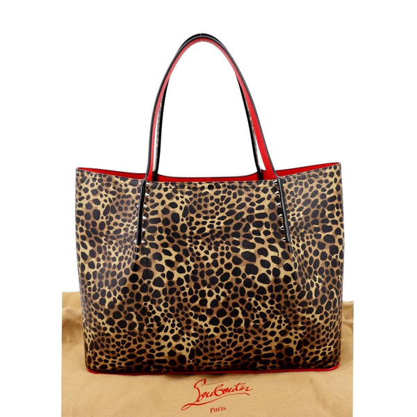 CHRISTIAN LOUBOUTIN Cabata Leopard Printed Leather Tote Bag Multicolor