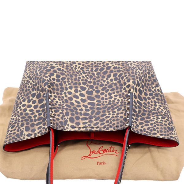 CHRISTIAN LOUBOUTIN Cabata Leopard Printed Leather Tote Bag Multicolor