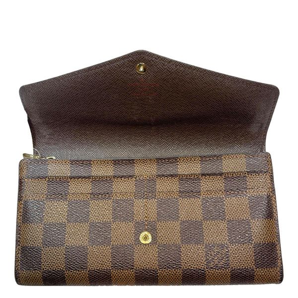 LOUIS VUITTON Sarah Damier Ebene Wallet Brown