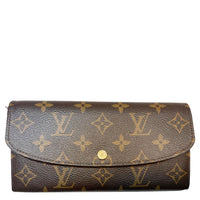 LOUIS VUITTON Emilie Monogram Canvas Wallet Brown