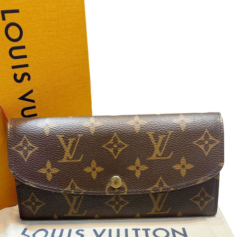 LOUIS VUITTON Emilie Monogram Canvas Wallet Brown