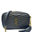 YVES SAINT LAURENT Lou Chevron Leather Camera Bag Black