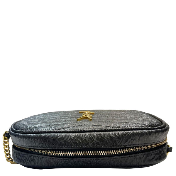 YVES SAINT LAURENT Lou Chevron Leather Camera Bag Black