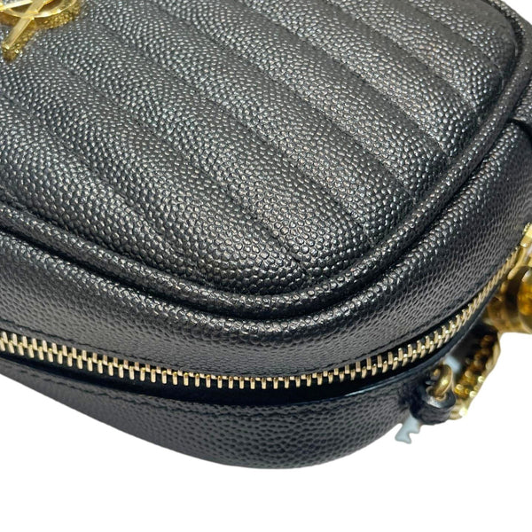 YVES SAINT LAURENT Lou Chevron Leather Camera Bag Black