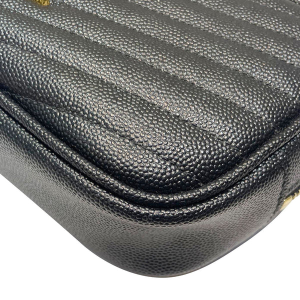 YVES SAINT LAURENT Lou Chevron Leather Camera Bag Black